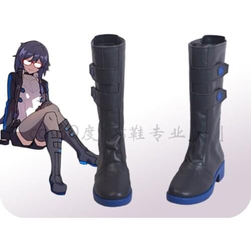 Cosplay Honkai Impact 3 Fuka Black Boots Anime Shoe Cosplay Black Women High Boots A