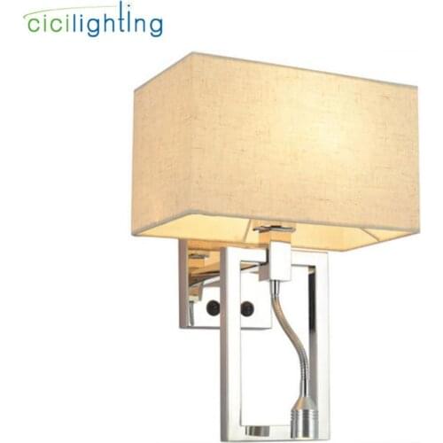 Modern Living Room Wall Lamp LED Hotel Wall Sconces Europe America Villa Reading led Hose Light Bedside Segment Switch Wall Lamp