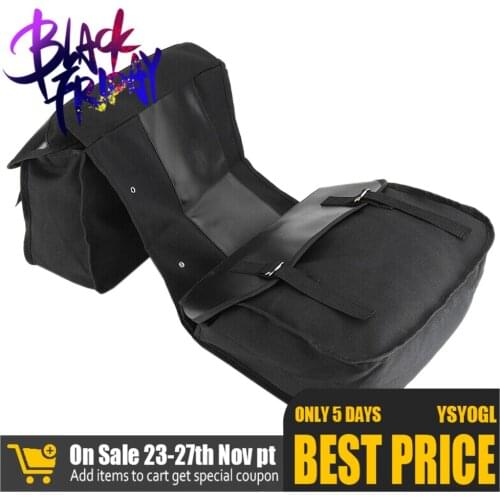 Motorcycle Saddle Bag Rear Seat Bag Universal Black Motorcycle Black Linen Waterproof Panniers Box