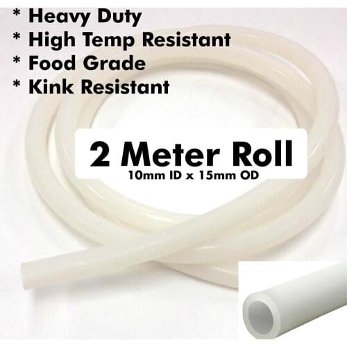 Heavy Duty Silicone Tube - 2m Roll (10mm ID x 15mm OD) homebrew