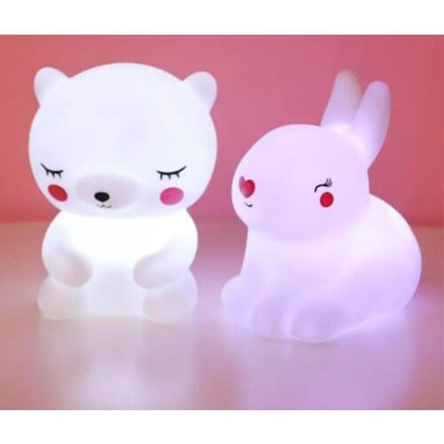 Carton Bear LED Night Light Baby Sleeping Toy Kids Christmas Gifts for Birthday Unicorn Lamp Creative Animal Night Lamp Decor