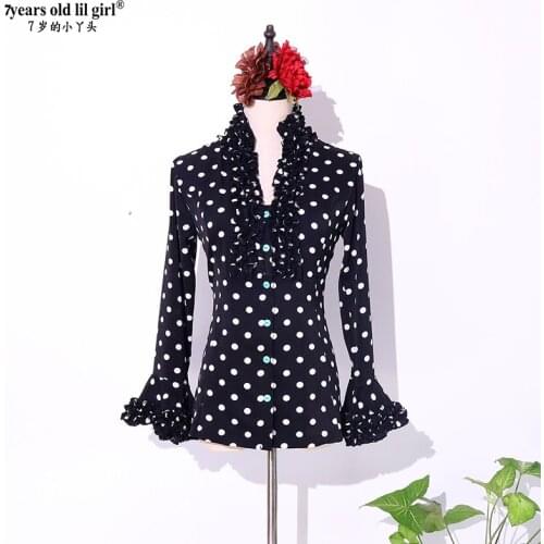 Flamenco Spanish Dance Polka Dot Print Top ELM04