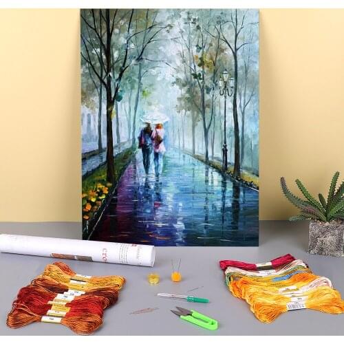 Foggy Stroll Printed 11CT Cross-Stitch Embroidery Complete Kit DMC Threads Handmade Hobby Knitting Craft Different Adults