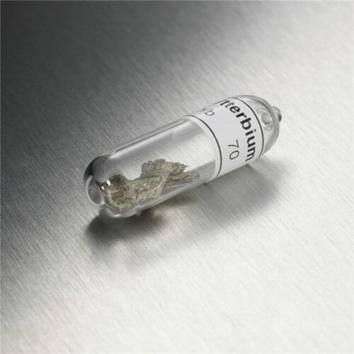 Ytterbium Yb 4N High Purity 99.99% Beautiful Shiny Distilled Crystals 3 Gram In Glass Ampoule