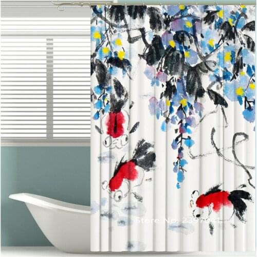 Landscape Flowers Landscape Oil Painting Shower Curtain Toilet Bathroom Partition Curtain Waterproof and Mildew with Hook