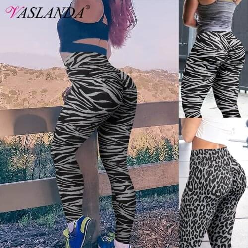 Women Sport Leggings Butt Lifting Workout Running Leggings High Waisted Zebra Printed Pants Gym Tummy Control Fitness Leggins
