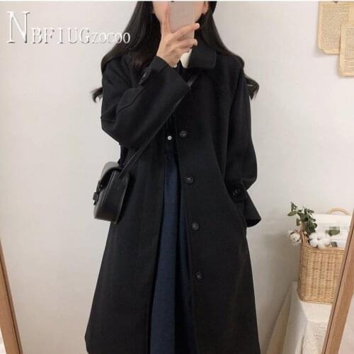 Students Women Woolen Coat 2020 Winter New Korean Thick Long Style Female Overcoat