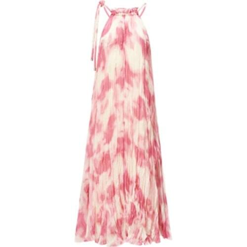 2021 New Summer Beach Chiffon Dress Women Sexy Backless Bandage Long Robe Elegant Ladies Floral Print Dresses Vestidos Mujer