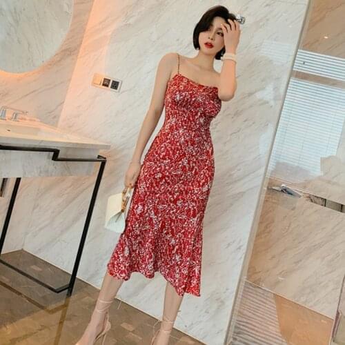 2020 Elegant Sexy Party Evening Dresses Summer Spaghetti Strap Mermaid Dress Women Bodycon Ladies Print Dress Classy Vestidos
