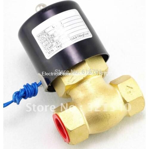 3/4"BSPT 2Position 2Way NC Hi-Temp Brass Steam Solenoid Valve DC 12V/24V AC24/110V/220V PTFE Pilot Piston US-20 2L-20 Air Gas