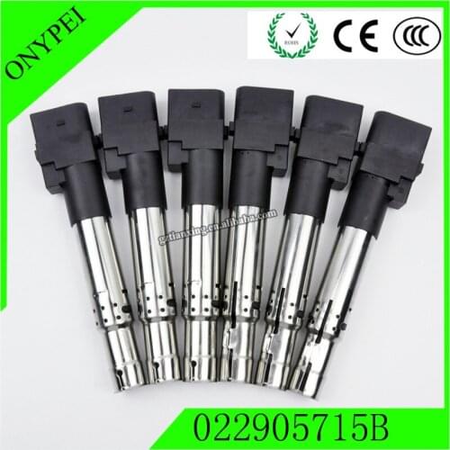 6 pcs 022905715B Ignition Coil For EOS A3 TT Quattro 022 905 715 B 022-905-715-B 95560210105 729 43003 244