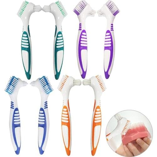 8Pcs Double Sided Denture Cleaning Brushes Set False Teeth Food Residue Stains Oral Cleaner Toothbrush