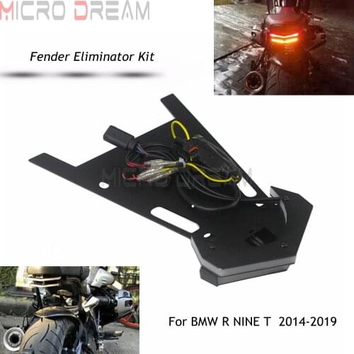 Motorcycle Tail Tidy LED Integarted Fender Eliminator Kit w/ License Plate Holder Signal Light For BMW RnineT R NineT R9T 14- 19