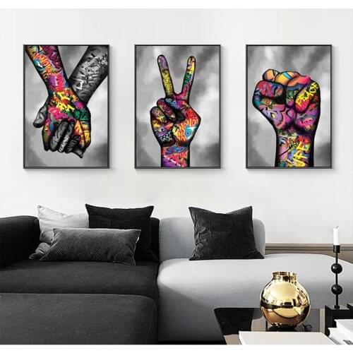 Street Graffiti Victory Hand 5D Diy Diamond Painting Full Square Round Encouraging Gesture Diamond Embroidery Mosaic GiftZP-4770