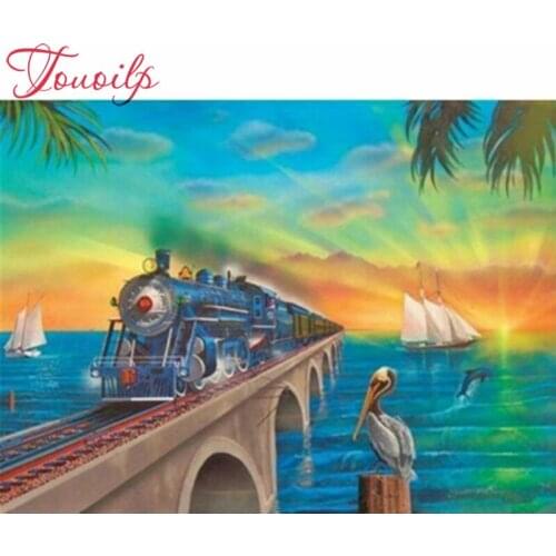 Zomer Treinen Diamond Painting,Magnolia,Diamond Embroidery,Cross Stitch,DIY,Crystal,Round Rhinestone,Home Decoration,Crafts,Art