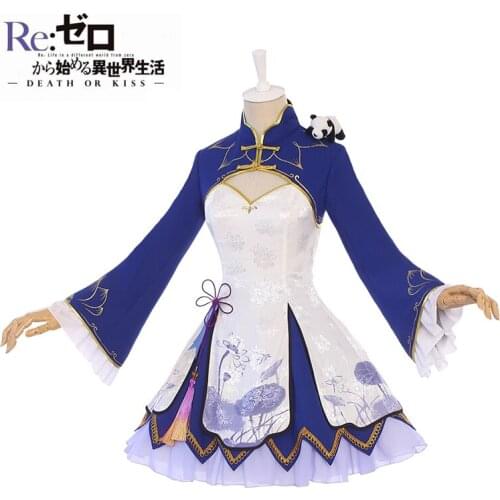 Anime! Re:Life in a different world from zero Ram Rem Gorgeous Cheongsam Lovely Sexy Uniform Cosplay Costume NEW Free Shipping