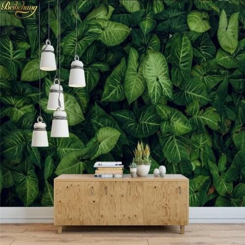 Beibehang Custom wallpaper large mural wall stickers fresh green tropical rain forest leaves full house TV backdrop wall