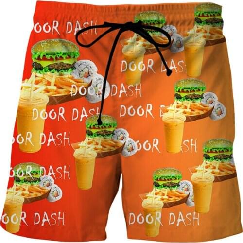 Brand clothing 2021 summer Harajuku Men Casual Shorts Food hamburger/Cola 3D Print Unisex Cool shorts comfort Beach Swimwear