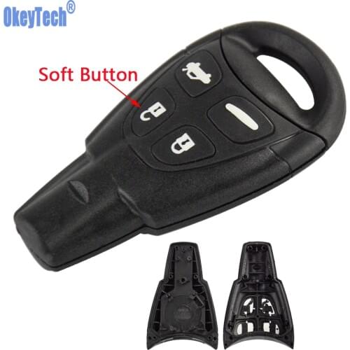 OkeyTech Car Remote Key Case Shell 4 Button For SAAB 9-3 93 2003-2007 Uncut Blade Smart Card Blank Replacement Keyless Entry Fob