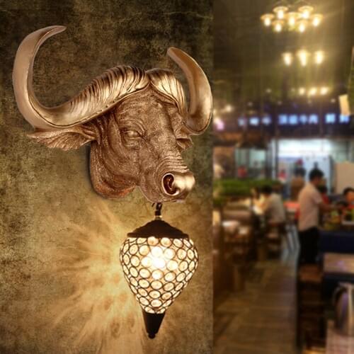 American country tau tau Niujiao living room decorative wall lamp Nordic Restaurant Bar corridor background wall lamp K9 SJ56
