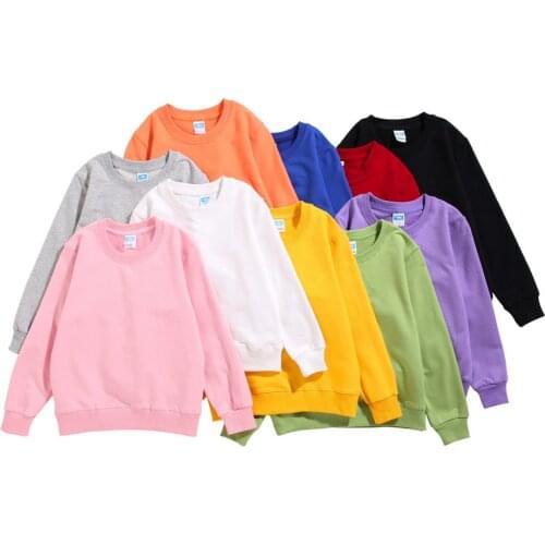 Children Hoodies Sweatshirts Boys Girls Kids Solid Color Cotton Pullover Tops Baby Girls Spring Autumn Clothes 3-12Y