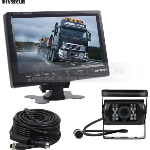 DIYSECUR 9inch 4-PIN Car Monitor Rear View Monitor Waterproof IR CCD Camera Parking Accessories for Bus Horse Trailer Motorhome