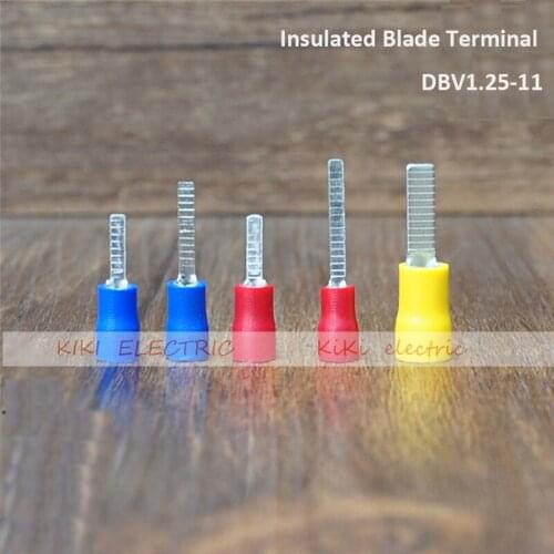 DBV1.25-11 Insulated Blade Terminal / cold terminal for 0.5-1.5mm2 cable Electric Wire Connectors Ends 1000pcs/lot