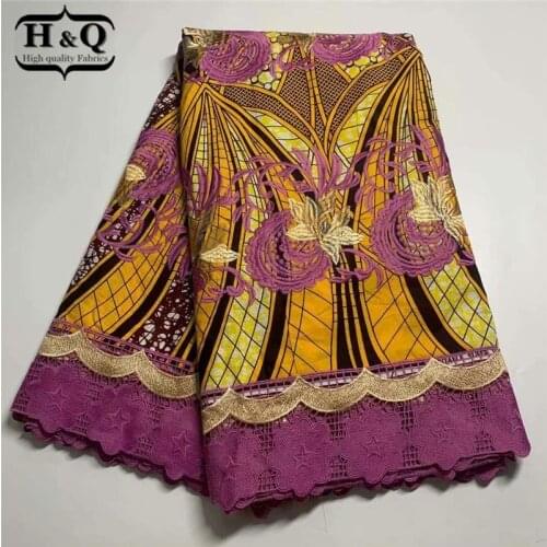H&Q 2021 Fashion African Print Wax Lace Fabric 6 Yards/lot Batik Lace 100% Cotton Guipure Embroidered Lace Ladies Church Garment