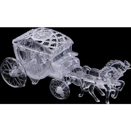 12 Packs Crystal Horse Carriage-shaped Candy Boxes, Baby Birthday Gift Box, Wedding Party Favors, Clear--13 x 4 x 6cm