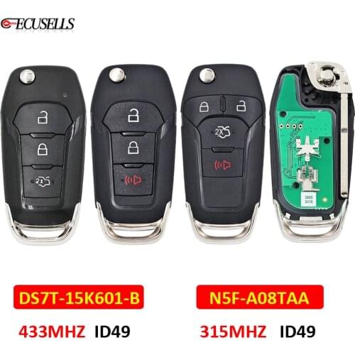3/4 Button Remote Car Key 315/433Mhz ID49 Chip For Ford Fusion S-MAX Galaxy Fiesta S-Max Mondeo KA N5F-A08TAA / DS7T-15K601-B