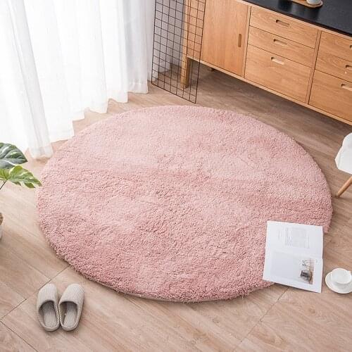 Round Plush Carpet Soft Living Room Bedroom Rug Floor Mat Home Decor Short-haired Silky Plush Carpets Warm Mats