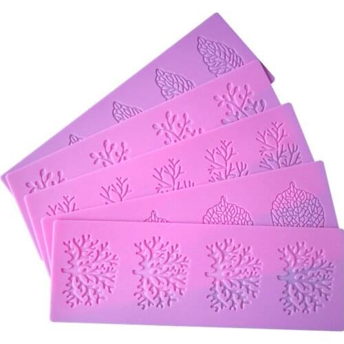 Coral Leaf Lace Mold Cake Border Decoration Tools Cake Silicone Mat Mould Baking Accessories Fondant Molds for Cake Decorating