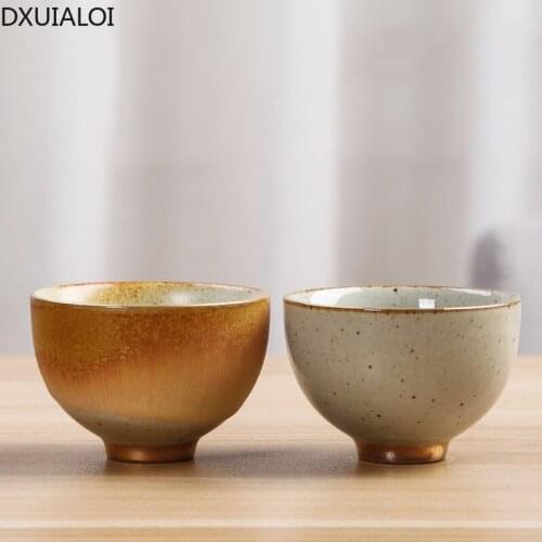 DXUIALOI Small Kung Fu Ceramic Tea Cup Single Master Cup Japanese Retro Tea Cup Stoneware Cup Bubble Tea Cup Kung Fu Tea Set