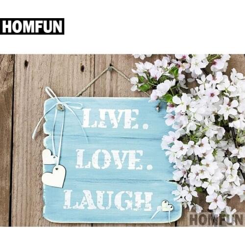 HOMFUN Full Square/Round Drill 5D DIY Diamond Painting "LIVE LOVE LAUGH" Embroidery Cross Stitch 5D Home Decor Gift A04020