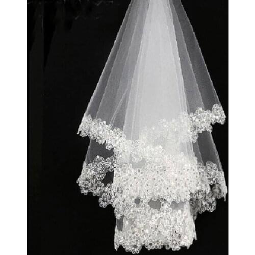 New Arrival White Lace Applique Edge Bridal Wedding Veils Bride Veils Wedding Accessory On Sale