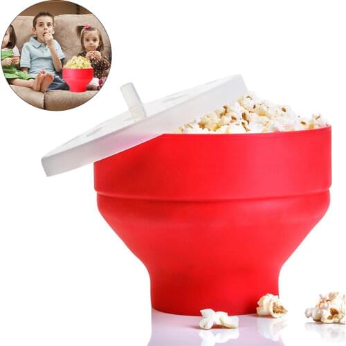 Microwave Popcorn Maker Collapsible Silicone Popcorn Popper Bowl Pop Corn Bowl With Lid For Home DlY Hot Air Popcorn Pretty Well