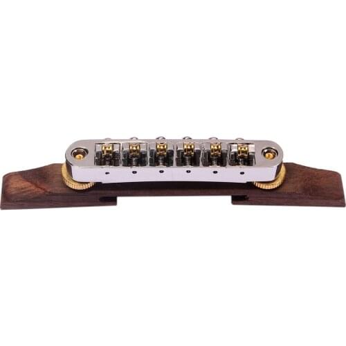 Adjustable Metal Rosewood Bridge with Roller Saddles for Archtop Jazz Guitar