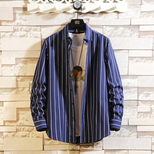 Japanese Office Male Business Long-sleeved Shirt Classic Mens Striped Printed Casual Workwear Top Office Talk Work Clothes
