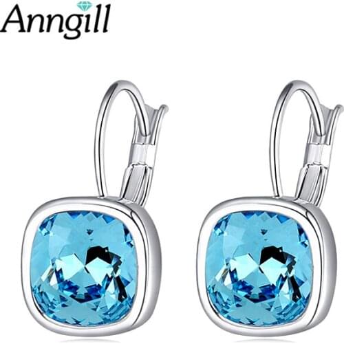 ANNGILL NEW Brinco 100% Crystals From Swarovski Stud Earrings For Women Fashion Christmas Earrings Bijoux Femme New Year Gifts