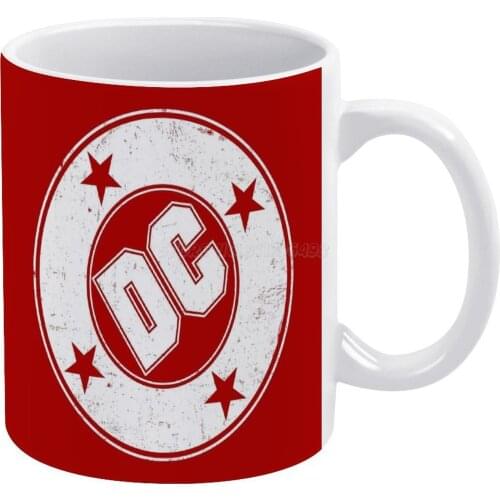 - VINTAGE WHITE White Mug Coffee Mug 330ml Ceramic Home Milk Tea Cups and Mugs Travel Gift for Friends Dc Comics Logo Retro Vint