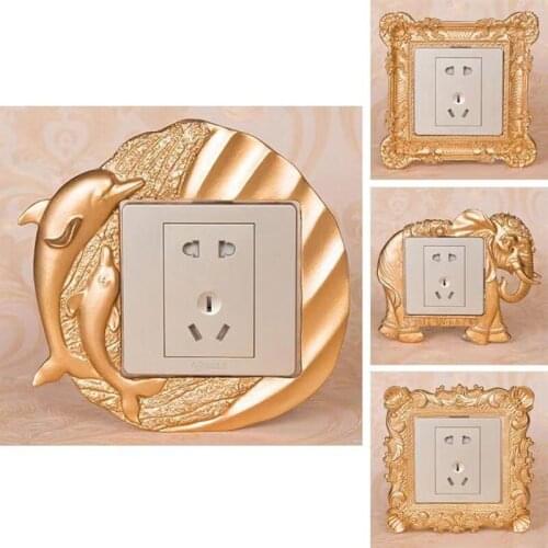 European-style Resin Switch Protective Cover Golden Elephant Luxury Creative Socket Sticker Light Switch Decorative Cover