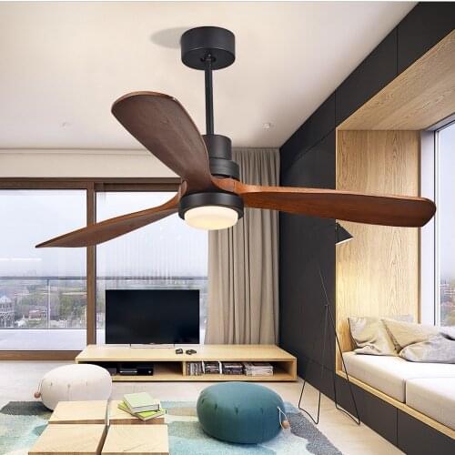 Factory Spot Creative Nordic Fan Light Household Living Room Dining Room Bedroom Led Simple Hotel Wooden Blade Ceiling Fan Light