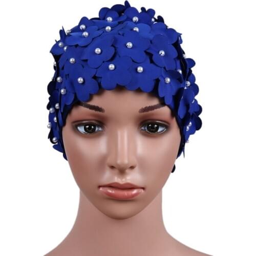 Women Swim Pool Beach Swimming Cap Attractive Hat Free size for Women Petals Bathing Cap New