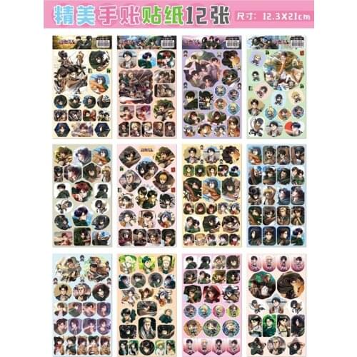 12 Sheets/lot Attack on Titan Levi Ackerman Anime Cartoon Stickers Toy Gift for Journal Stationery Notebook Luggage Bike