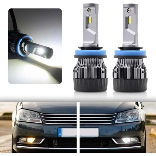2Pc White Canbus No Error H8 2500lm LED Fog Light Bulb For VW Passat B7 2010-2014 LED Driving DRL Daytime Running Light