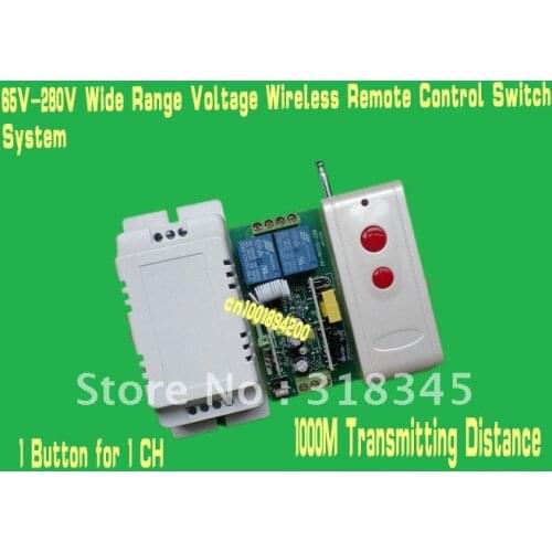 85V-280V 200V/277V/100V 120Vetc wide range voltage RF wireless remote control switch system 1Receiver &1Transmitter 1000M 315