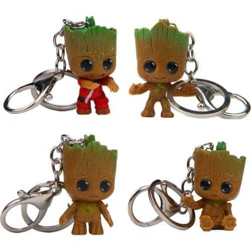 4 Styles Groot Keychains Bag Pendant Key Ring For Women Kids Girls Tree Man Cartoon Super Hero Cute Baby Tree Man Keychain