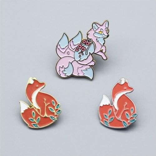 Animal fox cartoon Brooch cute Enamel Pin childrens girl fashion jewelry gift Backpack Hat Bag Collar Lapel Badges