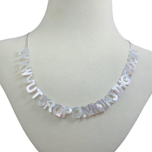 White Seashell Natural 26 Capital Letter Mother Of Pearl Shell Beads Charm For Jewelry Making Necklace DIY Accessory Wholesale