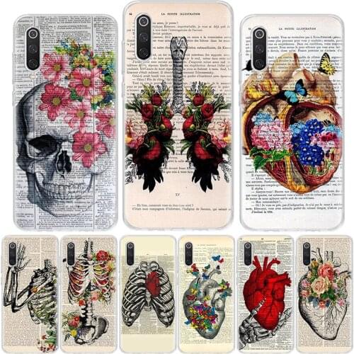Human anatomy organ newspaper Phone Case For Xiaomi Redmi Note 10 9 9S 8 8T 7 6 5 9C 9A 8A 7A 6A 5A Pro S2 K20 K30 Coque